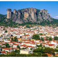 The Kalambaka town down of the Meteora Rocks